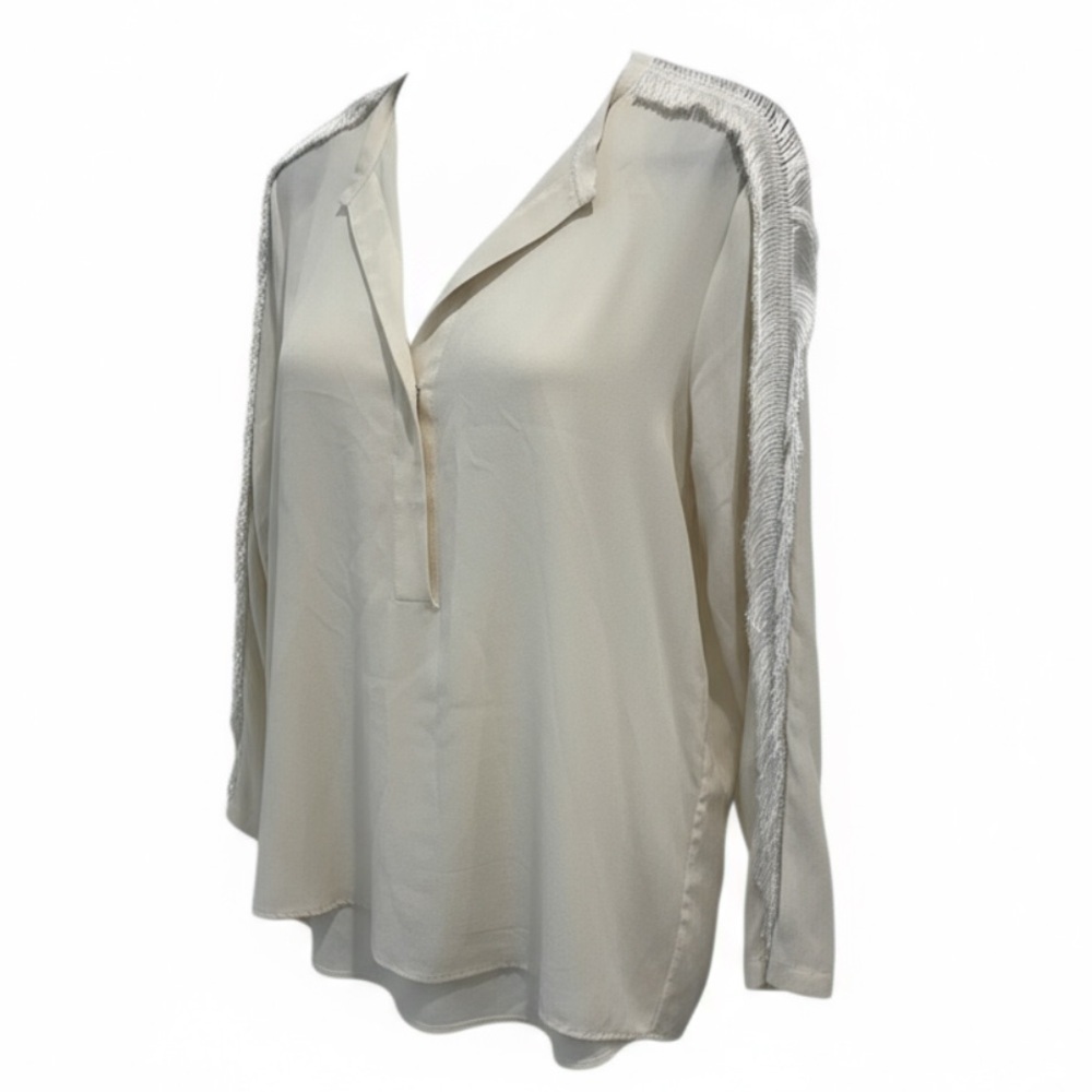 Sandro Elegant white Cream Women's Top with detailed cut outs size 1 (small)